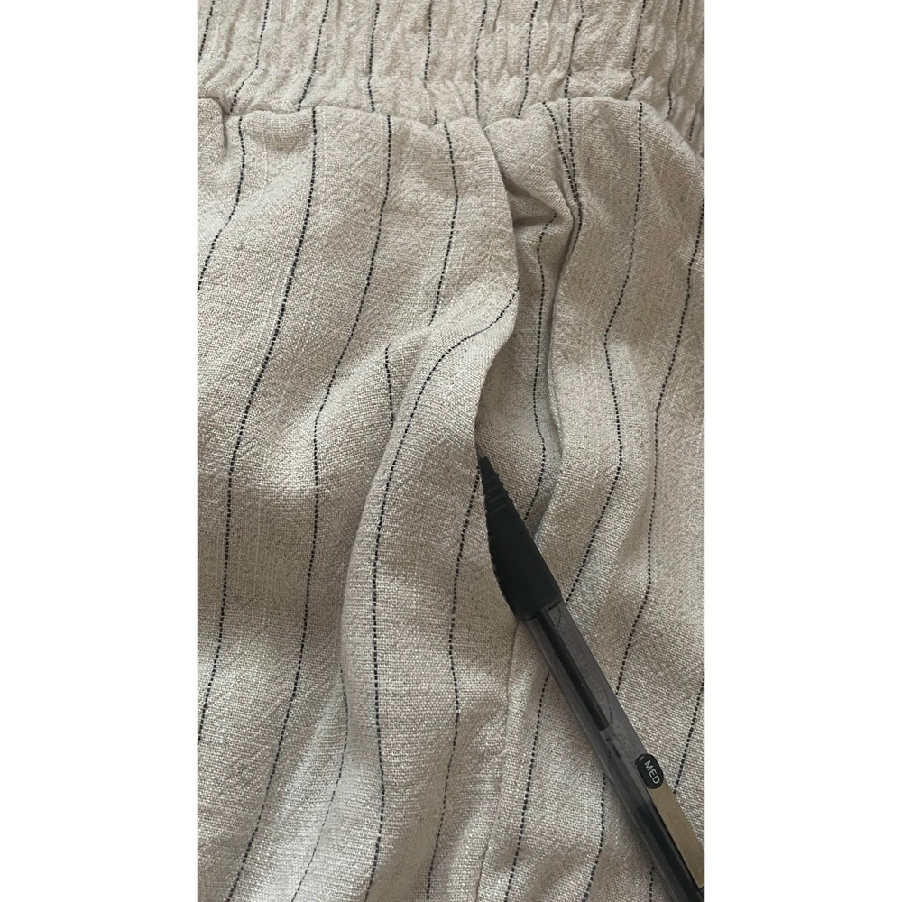 Fashion Nova Natasha Linen Bermuda Short Tan Pinstripe High Rise Size L B22066A - Picture 5 of 6
